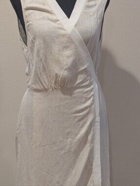 SHEIN Cream Wrap Midi Dress